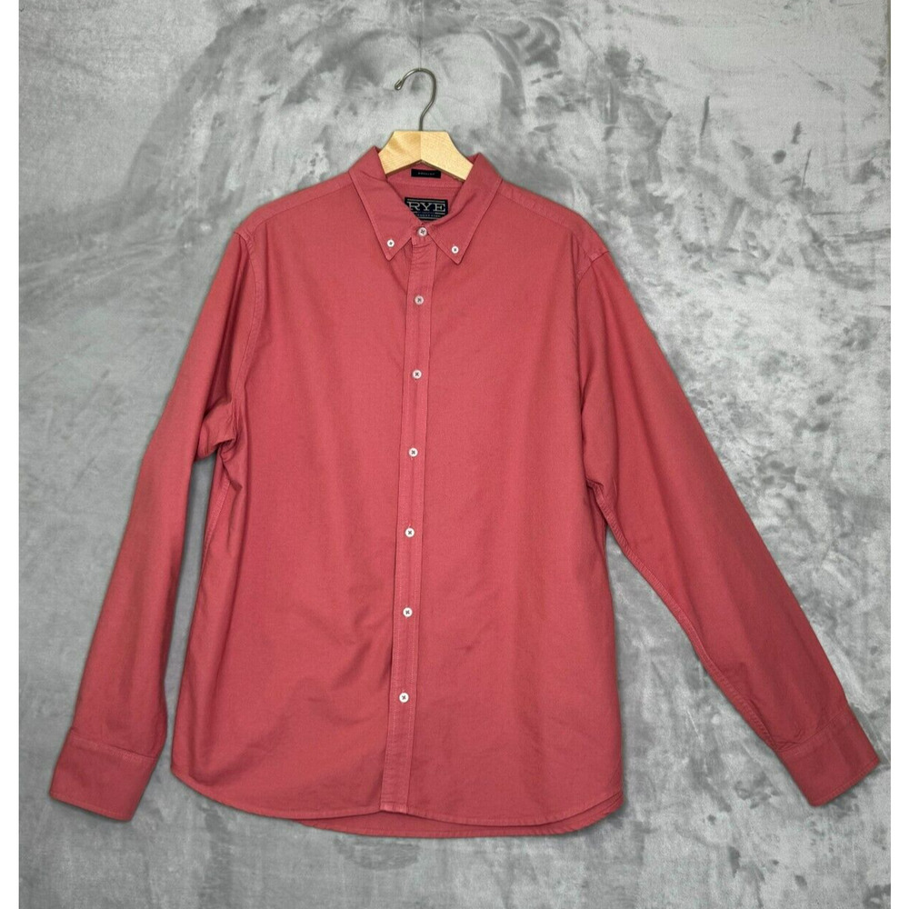 Hawker Rye Shirt Mens Regular Large Faded Rose Cotton Long Sleeve Casual Button